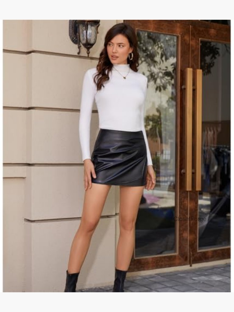 High Waisted Ruched Bodycon Mini Skirt